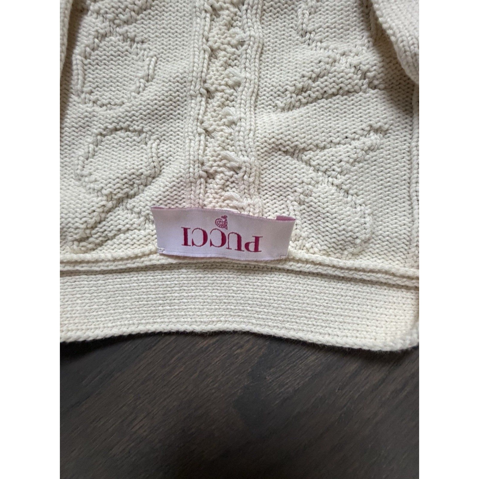 Pucci Junior Girls Cream Cable Knit Cardigan Sweater Size 12 Years Pu9a40 Nwt — image 2 of 8